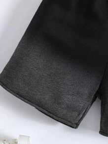 SHEIN Quần short bé trai Thắt nút Lá thư Giải trí - màu đen - Xem 3