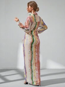 GENKIRA 滿版印花襯衫和前繫帶半身裙 - 彩色 - 查看 2