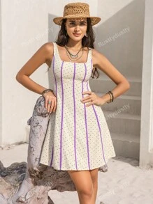 Polka Dot Contrast Binding Dress