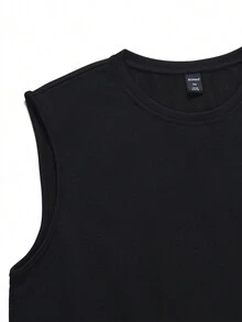 ROMWE MEN Anime Guys Car & Slogan Graphic Tank Top - Black - View 3