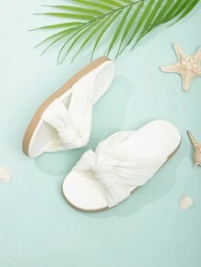 Chicas Chanclas con diseño de nudo para exterior - Blanco - Ver 2