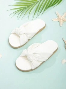 Chicas Chanclas con diseño de nudo para exterior - Blanco - Ver 5