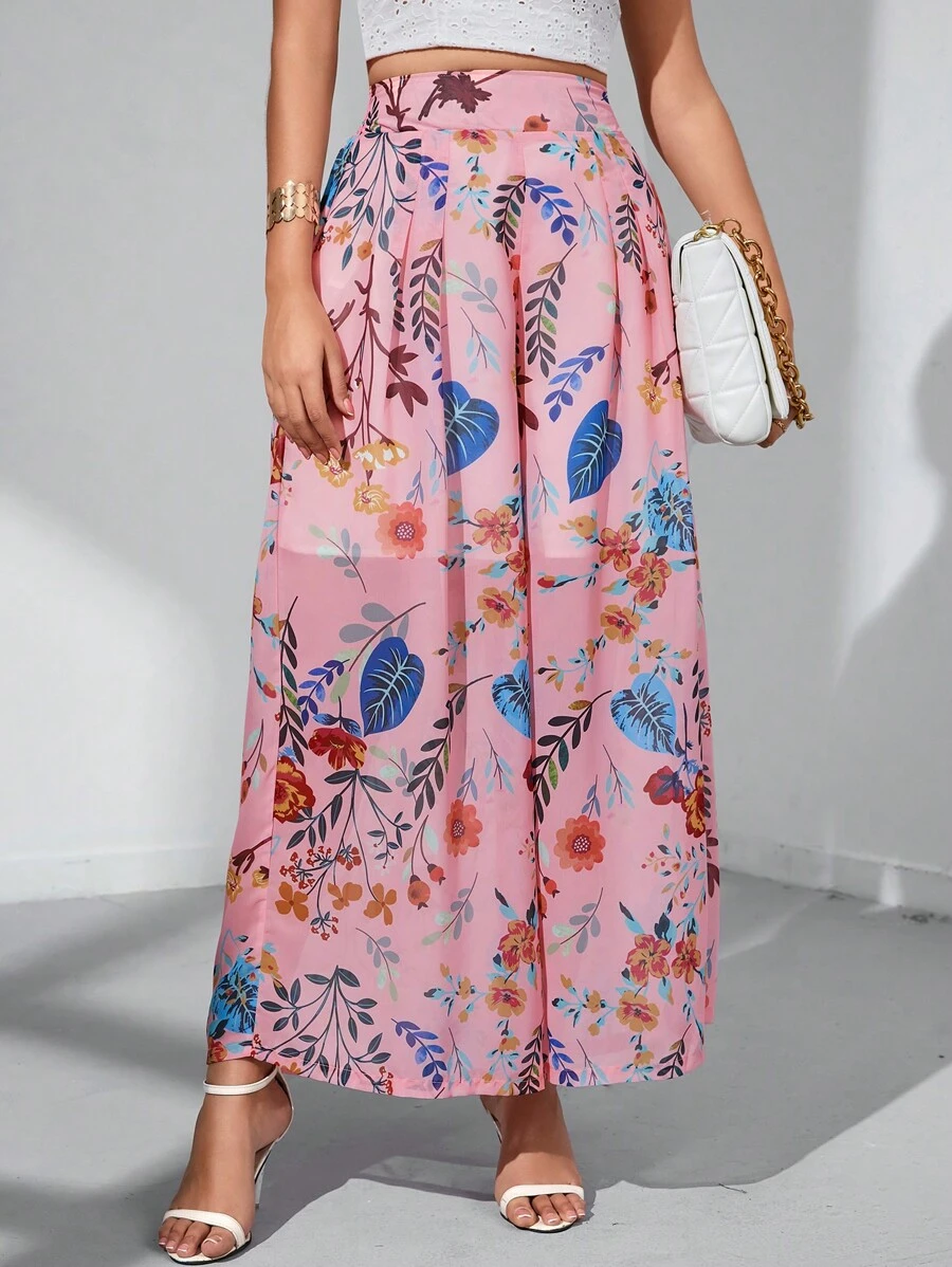 GENKIRA Quần nữ Dây kéo Uốn nếp Hoa Tất cả trên in Boho - Nhiều màu - Xem 1