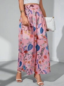 GENKIRA Quần nữ Dây kéo Uốn nếp Hoa Tất cả trên in Boho - Nhiều màu - Xem 3