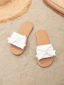 Chicas Chanclas con diseño de lazo para exterior - Blanco - Ver 1