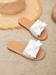 Chicas Chanclas con diseño de lazo para exterior - Blanco - Ver 2
