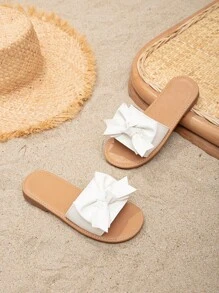 Chicas Chanclas con diseño de lazo para exterior - Blanco - Ver 3