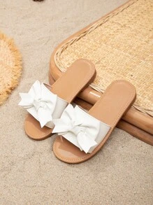 Chicas Chanclas con diseño de lazo para exterior - Blanco - Ver 4