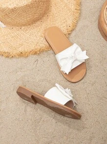 Chicas Chanclas con diseño de lazo para exterior - Blanco - Ver 5