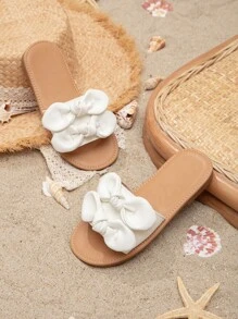 Chicas Chanclas con diseño de lazo para exterior - Blanco - Ver 2