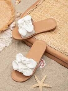 Chicas Chanclas con diseño de lazo para exterior - Blanco - Ver 5