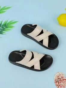 Chicas Zapatillas con tira cruzada para verano - Beis - Ver 2
