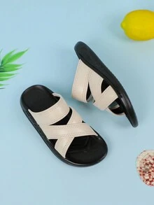 Chicas Zapatillas con tira cruzada para verano - Beis - Ver 6