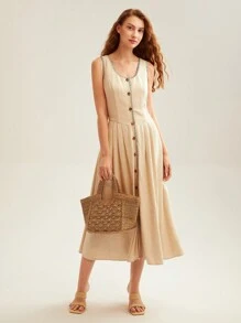 MOTF X Nour PREMIUM STRAW TOTE HANDBAG - Khaki - View 4