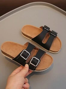 Chicas Zapatillas con diseño de hebilla para verano - Negro - Ver 4