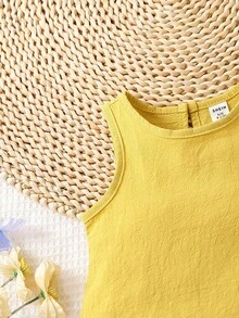 Bebé unicolor Top tank & Shorts - Amarillo - Ver 5