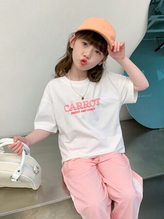 zosee Nastoletnia dziewczyna Grafika z napisem Koszulka Z Odkrytymi Ramionami