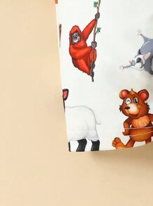 中性可愛嬰兒柔軟舒服透氣卡通動物圖案T恤和連身褲