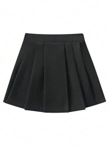 Tween Girl Pleated Skirt - Black - View 1
