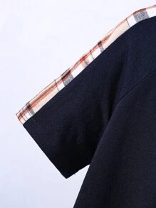 SHEIN Boys Plaid Side Seam Tee & Shorts & Bag