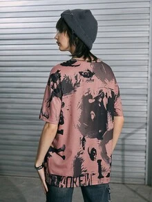 ROMWE Street Life Figure Graphic Drop Shoulder Tee - Multicolor - View 2