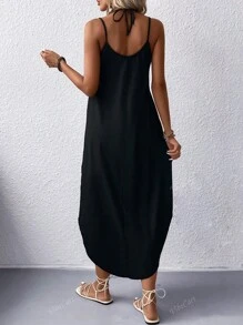 Robe à bretelles de couleur unie pour femmes, minimaliste et , convient pour l'été