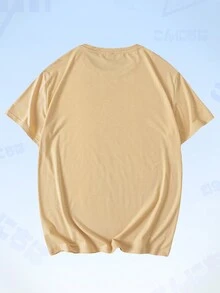 ROMWE MEN Anime Guys Letter & Figure Graphic Tee - Apricot - View 2