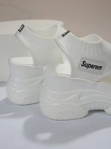Xăng đan thể thao Chunky Heel Platform với các chi tiết cutout - trắng - Xem 6