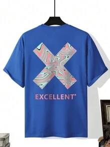 Claim Dot Men Letter Graphic Drop Shoulder Tee - Blue - View 2