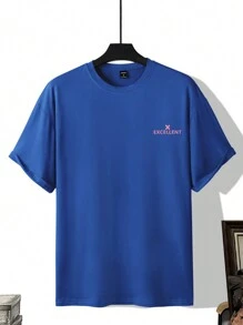 Claim Dot Men Letter Graphic Drop Shoulder Tee - Blue - View 3