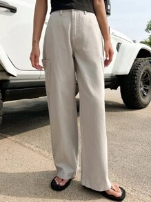 DAZY Solid Slant Pocket Straight Leg Jeans - Grey - View 6