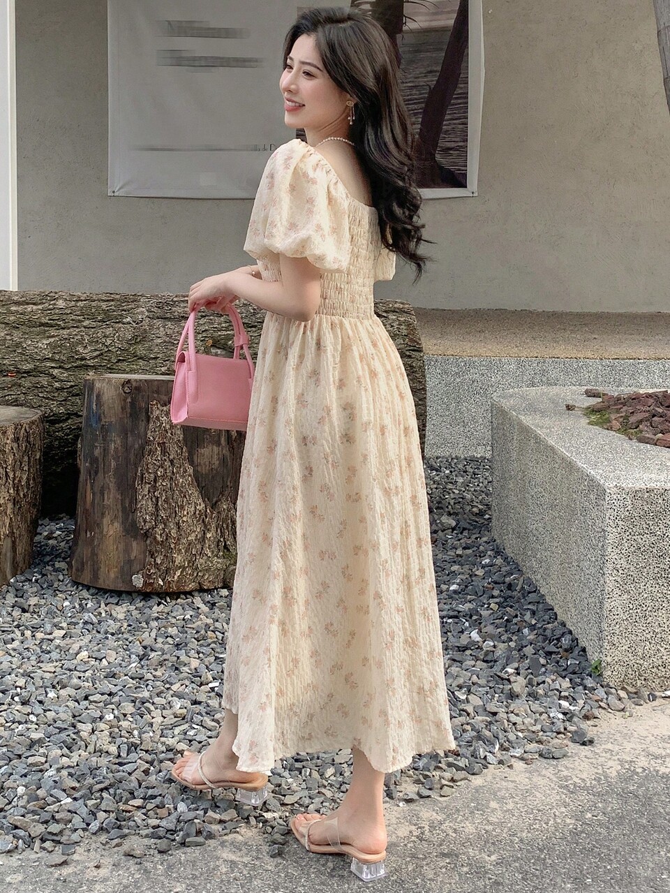 Allover Print Puff Sleeve Dress Floral Sundress Vacation Outfits Women Dress Boho