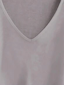 SHEIN LUNE Áo thun nữ màu trơn Giải trí - Xám - Xem 4