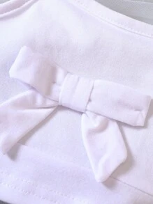 Bộ đồ Em bé Nơ Bướm Túi Khối Màu - Xanh và trắng - Xem 8