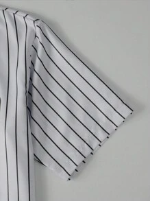 Aesthetic Post Nam Đồ họa sọc & chữ Cổ Đứng Áo sơ mi Without Tee - Màu Xám nhạt - Xem 6