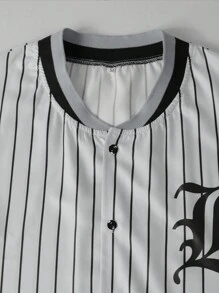 Aesthetic Post Nam Đồ họa sọc & chữ Cổ Đứng Áo sơ mi Without Tee - Màu Xám nhạt - Xem 8