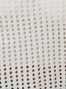 SHEIN LUNE 蝙蝠袖網眼針織上衣不附文胸 - 白色 - 查看 7