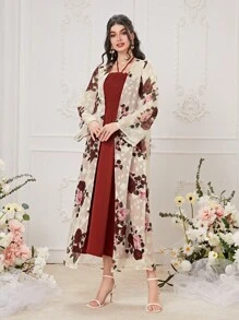 Mulvari In hoa tay áo lá sen áo & Váy dây - Nhiều màu - Xem 1