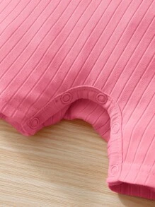 SHEIN Baby Ruffle Trim Pinafore Romper - Baby Pink - View 4