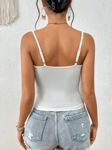 SHEIN VCAY 夏季流蘇修身背心上衣 - 白色 - 查看 2
