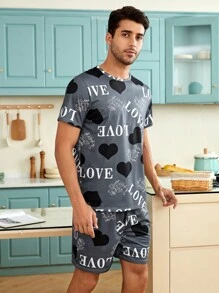 Bộ đồ giản dị  Nam Tim Lá thư - Xám - Xem 5