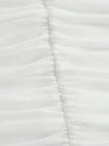 SHEIN EZwear Spring Clothes White Solid Ruched Tube Bodycon Dress,White Graduation Dress - White - View 3