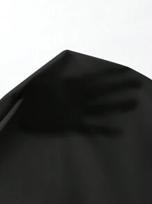 SHEIN PETITE 純色裝束邊管短款女士上衣 - 黑色 - 查看 3