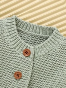 Baby Girl Ruffle Trim Button Front Ruffle Trim Cardigan - Green - View 4