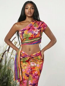 SHEINNeu Áo sơ mi nữ Bất đối xứng Nhiệt đới Boho - Nhiều màu - Xem 3