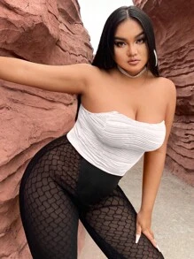 SHEIN SXY Plus Ruched Mesh Tube Top