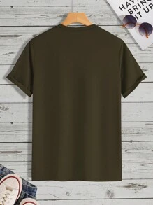 Manfinity Homme Áo thun & Áo lót Nam Đồ họa Lá thư Giải trí - xanh quân đội - Xem 2