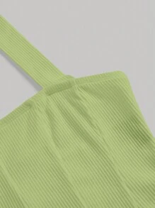 SHEIN MOD Solid Crisscross Halter Top - Mint Green - View 4