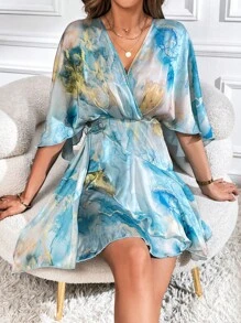 SHEIN Privé Đầm Viên lá sen Trọn gói Đá hoa Thanh lịch - Nhiều màu - Xem 2