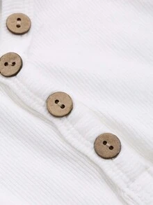 DAZY Áo khoác và áo lót dành cho xe tăng nữ Nút Gân đan Nút phía trước màu trơn Giải trí - trắng - Xem 9